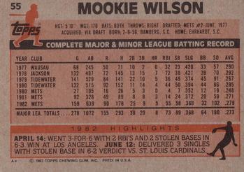 1983 Topps #55 Mookie Wilson Back