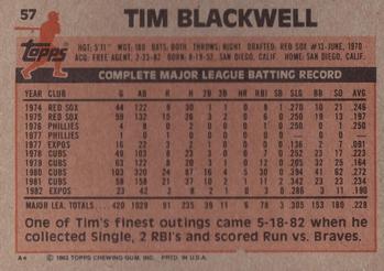 1983 Topps #57 Tim Blackwell Back