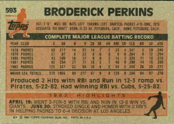 1983 Topps #593 Broderick Perkins Back