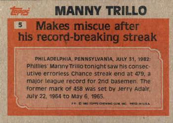 1983 Topps #5 Manny Trillo Back