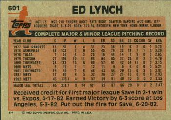 1983 Topps #601 Ed Lynch Back