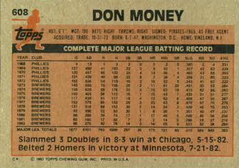 1983 Topps #608 Don Money Back