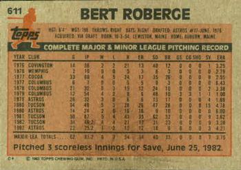 1983 Topps #611 Bert Roberge Back