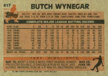 1983 Topps #617 Butch Wynegar Back
