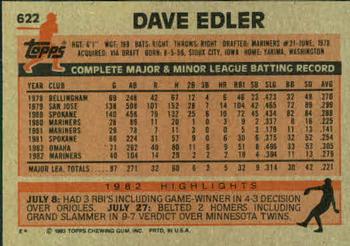 1983 Topps #622 Dave Edler Back