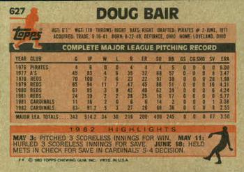 1983 Topps #627 Doug Bair Back
