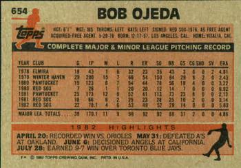 1983 Topps #654 Bob Ojeda Back