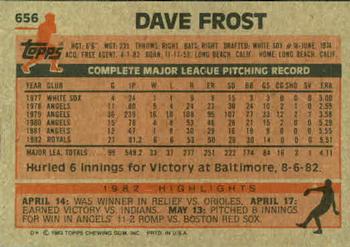 1983 Topps #656 Dave Frost Back