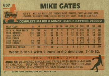 1983 Topps #657 Mike Gates Back