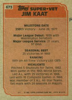 1983 Topps #673 Jim Kaat Back