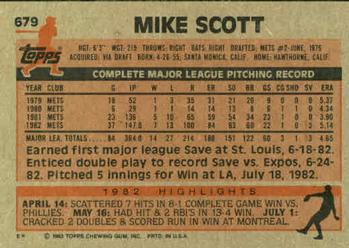 1983 Topps #679 Mike Scott Back