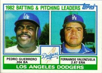 1983 Topps #681 Dodgers Leaders / Checklist (Pedro Guerrero / Fernando Valenzuela) Front