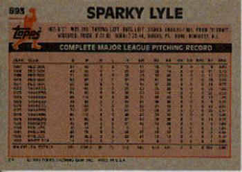1983 Topps #693 Sparky Lyle Back