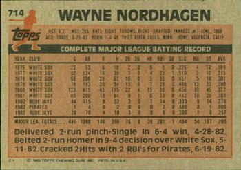 1983 Topps #714 Wayne Nordhagen Back