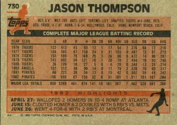 1983 Topps #730 Jason Thompson Back