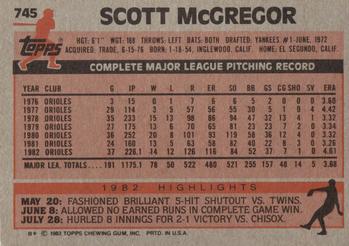 1983 Topps #745 Scott McGregor Back