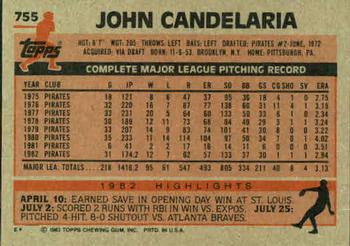 1983 Topps #755 John Candelaria Back