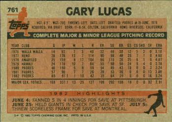 1983 Topps #761 Gary Lucas Back