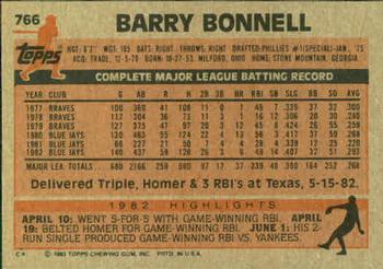 1983 Topps #766 Barry Bonnell Back
