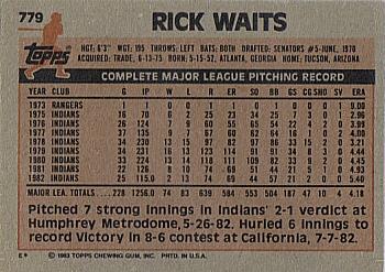 1983 Topps #779 Rick Waits Back