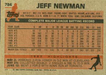 1983 Topps #784 Jeff Newman Back