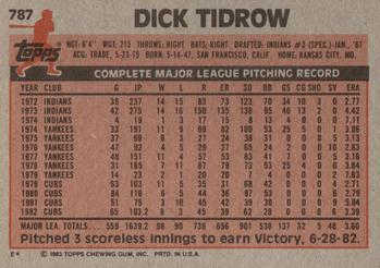 1983 Topps #787 Dick Tidrow Back