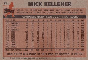 1983 Topps #79 Mick Kelleher Back