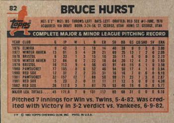 1983 Topps #82 Bruce Hurst Back