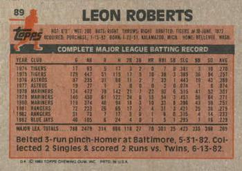 1983 Topps #89 Leon Roberts Back
