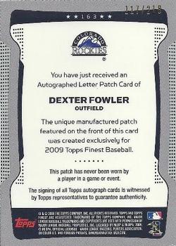 2009 Finest #163 Dexter Fowler Back