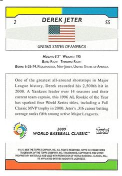 2009 Topps World Baseball Classic Box Set #2 Derek Jeter Back