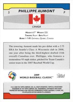 2009 Topps World Baseball Classic Box Set #5 Phillippe Aumont Back