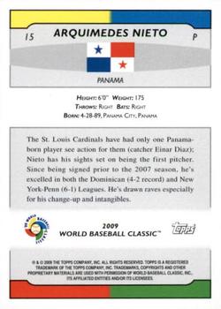 2009 Topps World Baseball Classic Box Set #15 Arquimedes Nieto Back