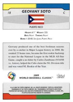 2009 Topps World Baseball Classic Box Set #18 Geovany Soto Back