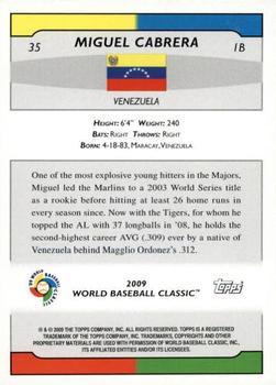 2009 Topps World Baseball Classic Box Set #35 Miguel Cabrera Back