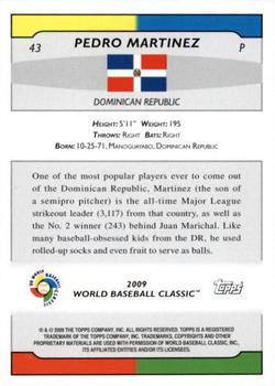 2009 Topps World Baseball Classic Box Set #43 Pedro Martinez Back