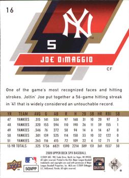2009 SPx #16 Joe DiMaggio Back