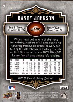 2009 Upper Deck A Piece of History #2 Randy Johnson Back