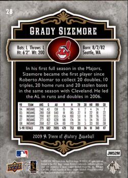 2009 Upper Deck A Piece of History #28 Grady Sizemore Back