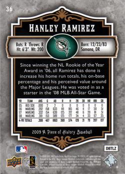 2009 Upper Deck A Piece of History #36 Hanley Ramirez Back