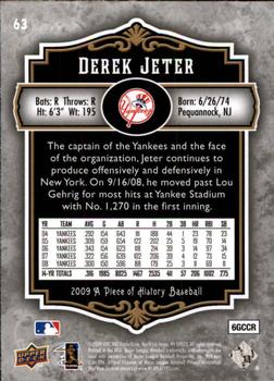 2009 Upper Deck A Piece of History #63 Derek Jeter Back