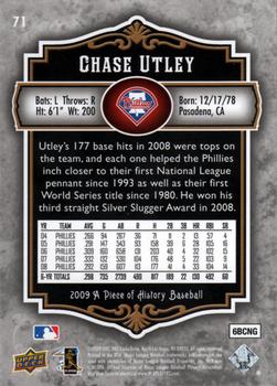 2009 Upper Deck A Piece of History #71 Chase Utley Back