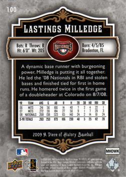 2009 Upper Deck A Piece of History #100 Lastings Milledge Back