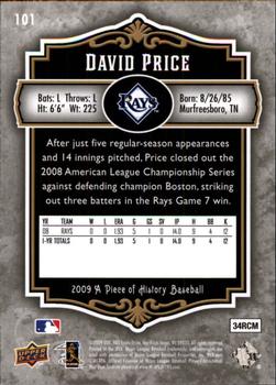 2009 Upper Deck A Piece of History #101 David Price Back