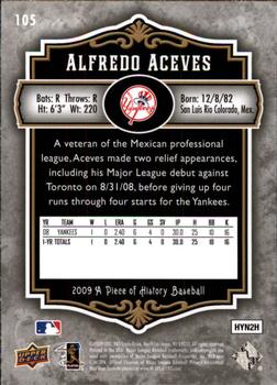 2009 Upper Deck A Piece of History #105 Alfredo Aceves Back