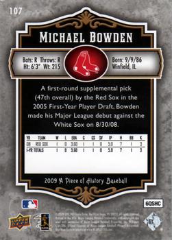 2009 Upper Deck A Piece of History #107 Michael Bowden Back