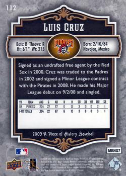 2009 Upper Deck A Piece of History #112 Luis Cruz Back