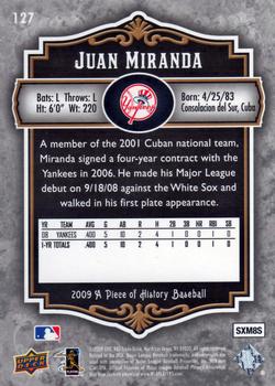 2009 Upper Deck A Piece of History #127 Juan Miranda Back
