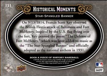2009 Upper Deck A Piece of History #151 Star Spangled Banner Back