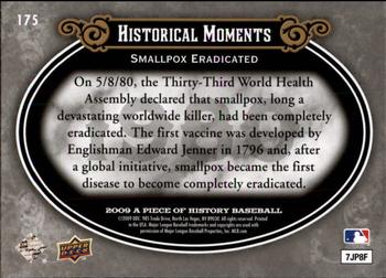 2009 Upper Deck A Piece of History #175 Smallpox Eradicated Back